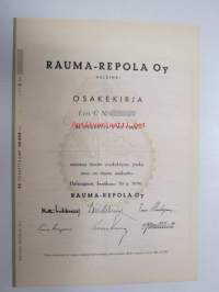 Rauma-Repola Oy, Helsinki 1956, Litt. C, 50 osaketta á 1 000 mk = 50 000 mk -osakekirja, blanco