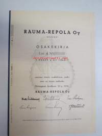 Rauma-Repola Oy, Helsinki 1956, Litt. A, 1 osake á 1 000 mk = 1 000 mk -osakekirja, blanco