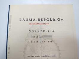 Rauma-Repola Oy, Helsinki 1956, Litt. A, 1 osake á 1 000 mk = 1 000 mk -osakekirja, blanco