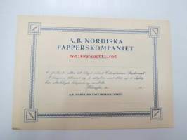 A.B. Nordiska Papperskompaniet, Helsinki 19??, 100 000 mk -osakekirja, blanco
