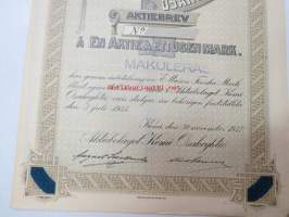 Aktiebolaget Kemi Osakeyhtiö, Kemi 1937, å en aktie á ettusen mark = 1 000 mk -osakekirja, blanco, makuleras-leimattu