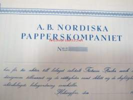 A.B. Nordiska Papperskompaniet, Helsinki 19??, 10 000 mk -osakekirja, blanco