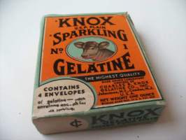 Knox Sparkling Gelatine -  tyhjä tuotepakkaus pahvia 9x7x2 cm