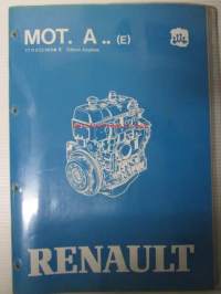 MOT. J..(E) Renault Workshop manual, Petrol engine, 4-cylinders-with Alunium cylinder block, Type 807-A5L / 841-A1M/A2M / 843-A6M - katso mallimerkinnät kuvista