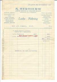 A Medikow H:fors 1923 /Hedelmä-, herkkku- venäl kaviaaria, kuningassilliä - firmalomake