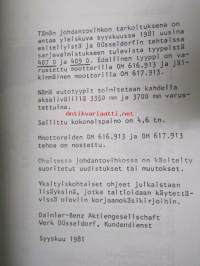 Mercedes-Benz Jakeluautot 407 D, 409 D, huoltotöiden johdantovihko, katso kuvista sisältö tarkemmin