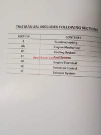 Isuzu Workshop manual TF Series 1989 - 5 osainen -mm. Accessories, Axle, Electrical-body and chassis, Gasoline engine (Carburetor type), Manual transmissions (MSG-T