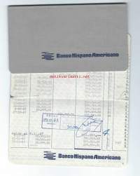 Banco Hispano Americano - pankkikirja 1982