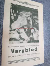 Suden verta Adams Filmi osakeyhtiö -käsiohjelma pääosissa / i huvudrollerna Signe Hasso, Georg Lokkeberg /Vargblod Adams Filmi osakeyhtiö film program