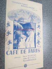 Cafe de Paris - Astor Filmi käsiohjelma pääosissa / i huvudrollerna Vera Korene, Jules Berry, Pierre Brasseur Astor Filmi film program