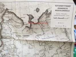 Sotanäyttämö Jäämereltä Mustallemerelle - Suomen Yleisradion sotatilannekatsauksia varten -map for the war situations - info given by radio