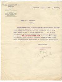 Talpous Osuuskauppa rl Leppävirta  1921  - firmalomake