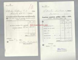 Kaarinan papiston palkka ja kirkollismaksut seurakunnalle 1923 -24    - firmalomake 2 eril