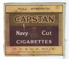 Capstan Navy Cut Cigarettes -  tupakkaetiketti, tupakka-askin kansi