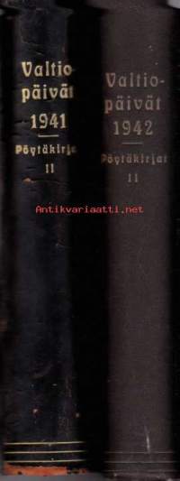 Valtiopäivät 1941.  Pöytäkirjat II.  Istunnot 47-123.  Kesäkuun 20. päivästä valtiopäivien loppuun sekä sisällysluettelo.