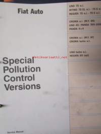 Fiat Service Manual Special Pollution Control Versions Uno 75 e.i., Ritmo 75 CL e.i. - 75 S e.i. - Regata 75 e.i. - 75 S e.i. - Croma  e.i. (M.Y.86) - Uno 45 -