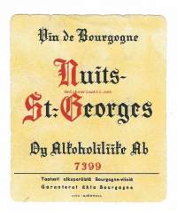 Nuits St Georges nr 7399 / Taatusti alkuperäistä Bourgogne viiniä vanha  viinietiketti  - viinaetiketti