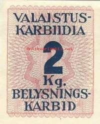 Valaistuskarbidia säännöstelykuponki 2 kg