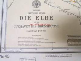 Merikartta Nordsee Deutsche Küste Die Elbe von Cuxhaven Bis Brunsbüttel