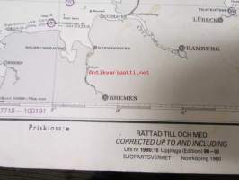 Merikartta Östersjön Radiofyrar och Distanser, Baltic Sea Radiobacons and Distances