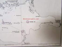 Merikartta Östersjön Radiofyrar och Distanser, Baltic Sea Radiobacons and Distances