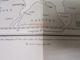 North Sea Skagerrak from the Norwegian, Swedish and Danish Charts of 1911 - Merikartta