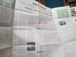 Pilot Chart of the North Pasific Ocean October 1971 / North Pasific Tropical Cyclones - Typhoons, Hurricanes and Tropical Storms 1970 -merikartta, jonka toisella