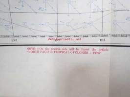 Pilot Chart of the North Pasific Ocean October 1971 / North Pasific Tropical Cyclones - Typhoons, Hurricanes and Tropical Storms 1970 -merikartta, jonka toisella