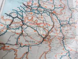 Karte der Wasserstrassen in West- und Mitteldeutschland und den Beneluxländern / Map of the inland waterways of Germany, Belgium and the Netherlands / Carte des