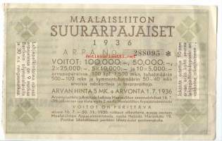 Maalaisliiton Suurarpajaiset 1936 - arpa