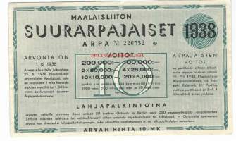 Maalaisliiton Suurarpajaiset 1938 - arpa