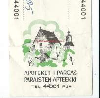 Paraisten  Apteekki  Parainen -   resepti signatuuri  1968