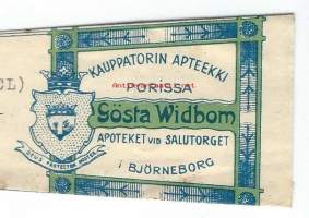 Kauppatorin Apteekki Porissa Pori   -   resepti signatuuri  1940