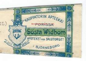 Kauppatorin Apteekki Porissa Pori   -   resepti signatuuri  1940