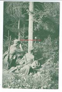 Tiedustelijat- sotilaspostikortti blanko