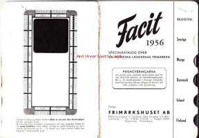 Facit postimerkkiluettelo 1956. Nordiska ländernas frimärken.  Pohjoismaitten postimerkit.
