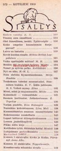 Kotiliesi 1959 N:o 9 toukokuu I.  Katso sisällysluettelo kuvasta.