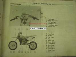 Kawasaki KX80, KX80-II, KX100 motorcycle owner´s manual -käyttöohjekirja englanniksi