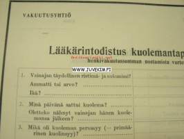 Kuolintodistus vakuutusyhtiölle -lomake