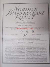 Nordisk boktryckare konst 1921 - sidottu vuosikerta (Kansi on 1921, sisus 1922, painossa tapahtunut vaihdos)