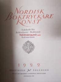 Nordisk boktryckare konst 1921 - sidottu vuosikerta (Kansi on 1921, sisus 1922, painossa tapahtunut vaihdos)