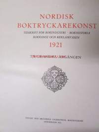 Nordisk boktryckare konst 1922 - sidottu vuosikerta (Kansi on 1922, sisus 1921, painossa tapahtunut vaihdos)