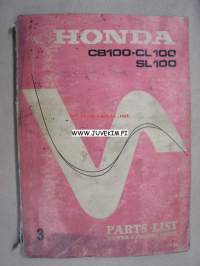 Honda CB100, CL100, SL100 motorcycle parts catalog -varaosaluettelo