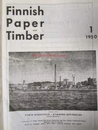 Finnish Paper and Timber 1950 -sidottu vuosikerta &quot;Lentoposti versio&quot; painettu ohuelle paperille