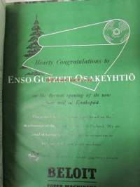 Finnish Paper and Timber 1950 -sidottu vuosikerta &quot;Lentoposti versio&quot; painettu ohuelle paperille