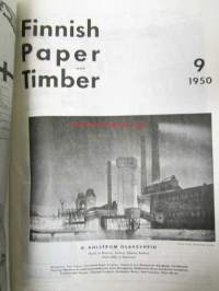 Finnish Paper and Timber 1950 -sidottu vuosikerta &quot;Lentoposti versio&quot; painettu ohuelle paperille