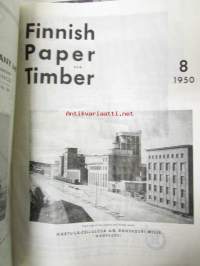 Finnish Paper and Timber 1950 -sidottu vuosikerta &quot;Lentoposti versio&quot; painettu ohuelle paperille