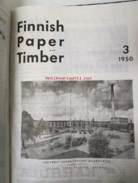 Finnish Paper and Timber 1950 -sidottu vuosikerta &quot;Lentoposti versio&quot; painettu ohuelle paperille