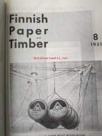 Finnish Paper and Timber 1951 -sidottu vuosikerta &quot;Lentoposti versio&quot; painettu ohuelle paperille