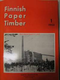 Finnish Paper and Timber 1952 -sidottu vuosikerta - sis. &quot;Lentoposti versio&quot; painettu ohuelle paperille